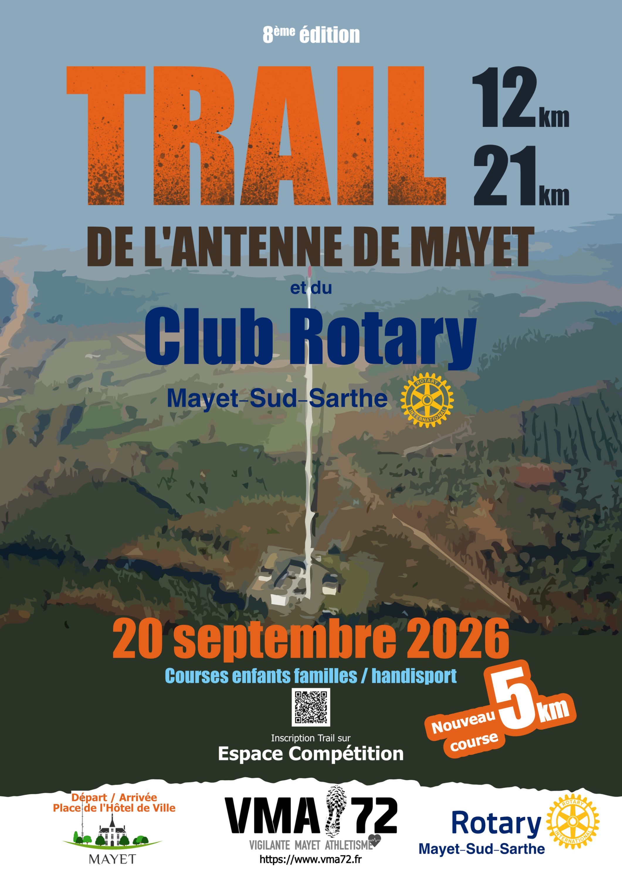 Affiche Trail de l'Antenne de Mayet et du Rotary 20/09/2026
